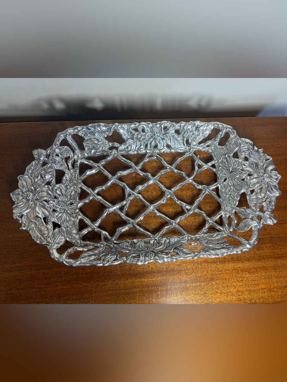 Vintage Arthur Court 2002 Magnolia Cast Aluminum Rectangular Casserole Holder 3Q